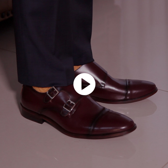 Sapato Social Monk Strap Cartagena Burgundy